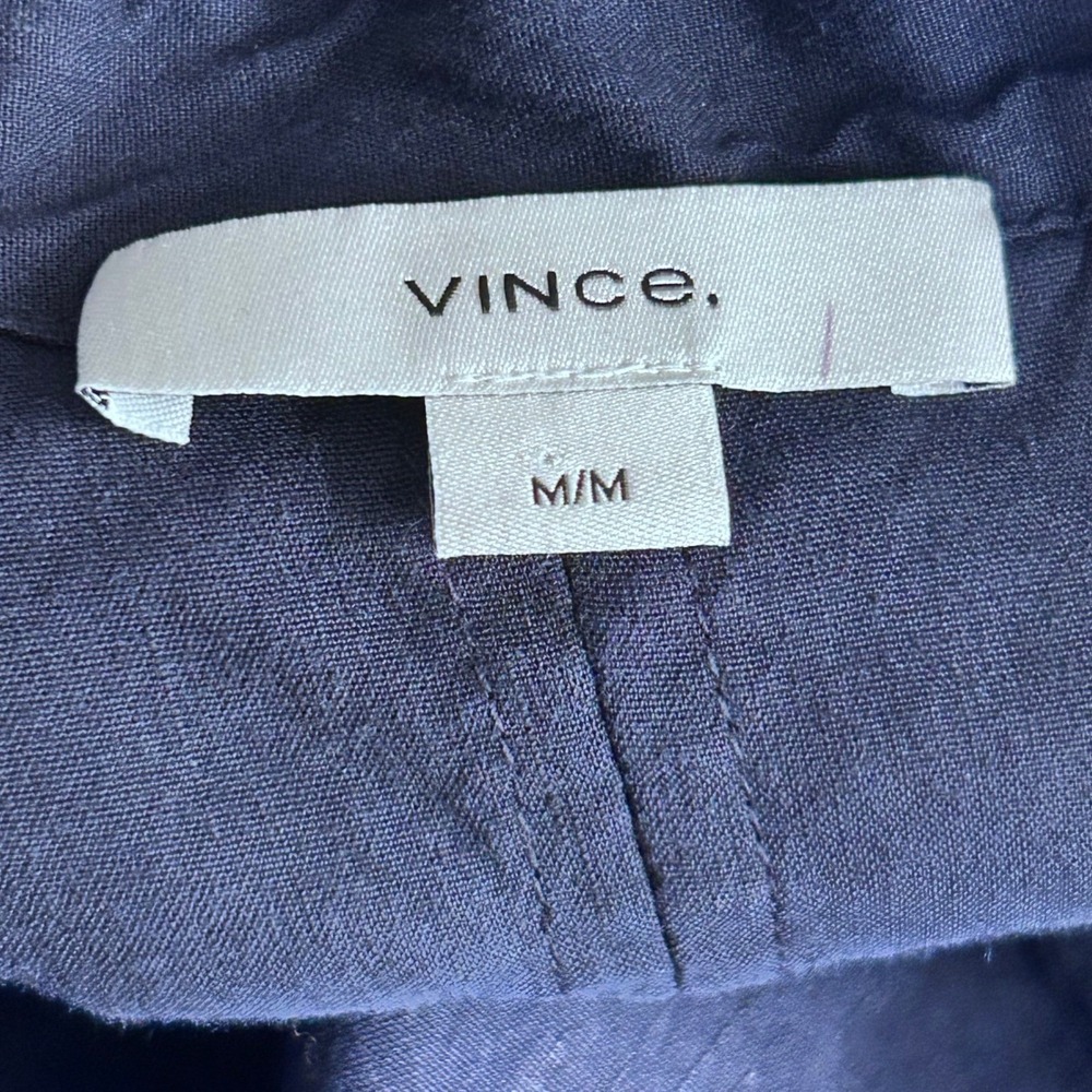 Vince Linen Popover Top Navy‎ Blue Medium - Picture 5 of 15